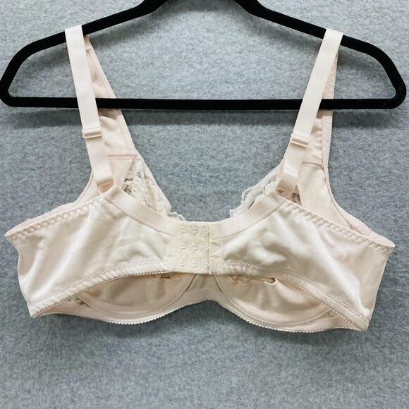 Lace Underwire Bra Womens 42C Nude Beige Unlined Full Coverage Adjustable Straps - Picture 2 of 6
